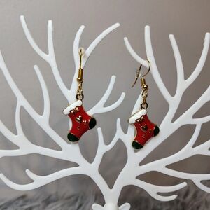 Christmas Stockings Christmas Holiday Dangle Hoop Earrings All New Materials